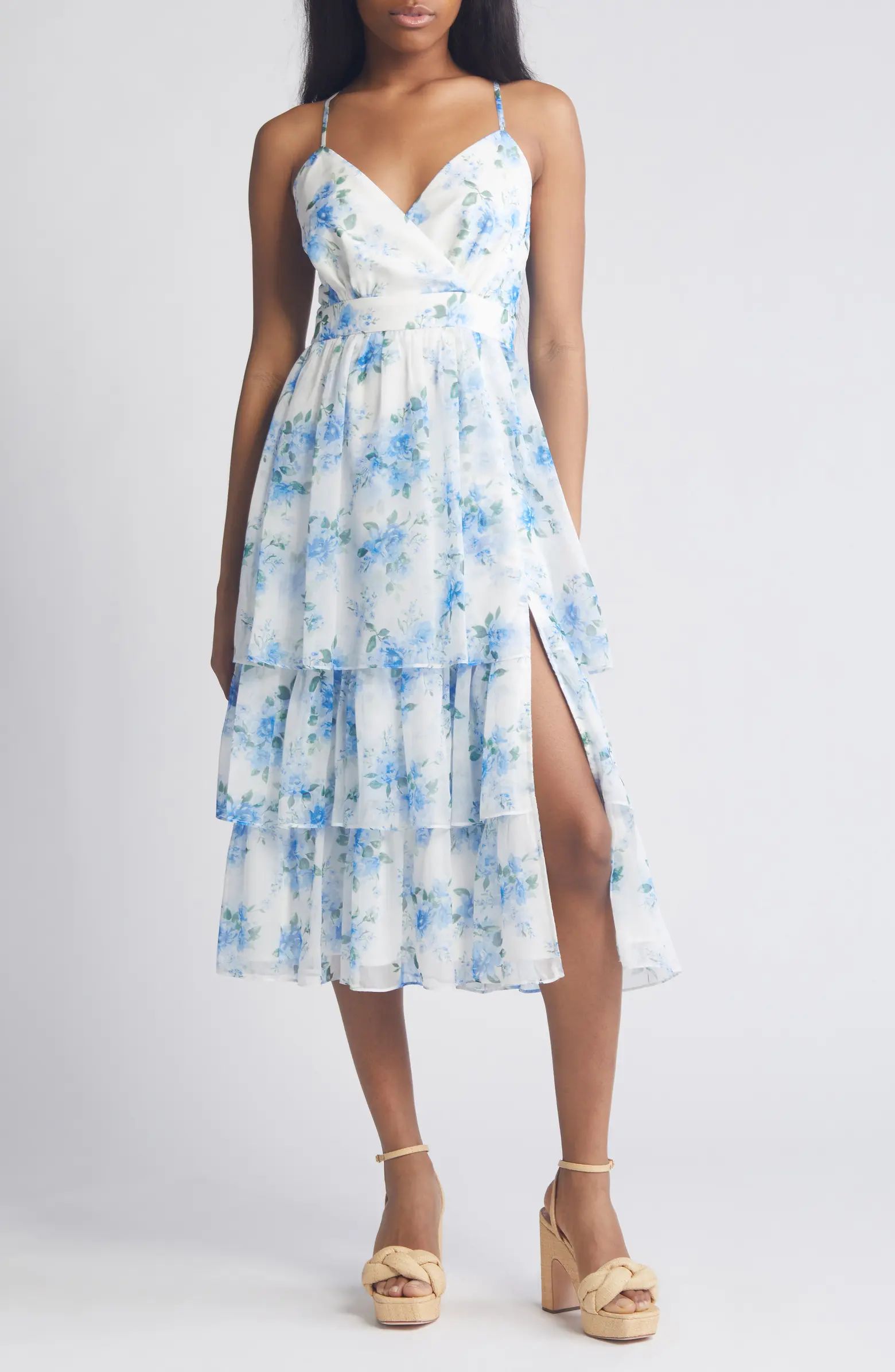 Lulus Cultivate Crushes Floral Midi Cocktail Dress | Nordstrom | Nordstrom
