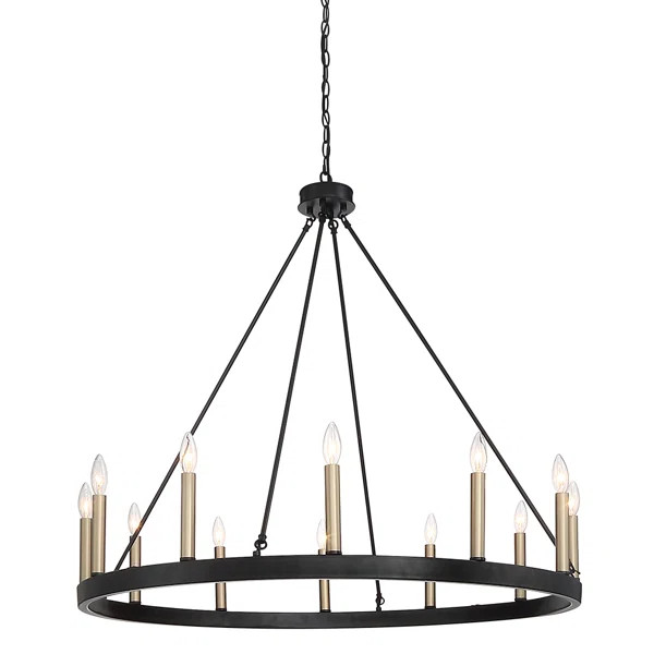 Madalyn 12 - Light Dimmable Wagon Wheel Chandelier | Wayfair North America