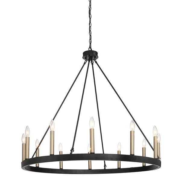 Madalyn 12 - Light Dimmable Wagon Wheel Chandelier | Wayfair North America