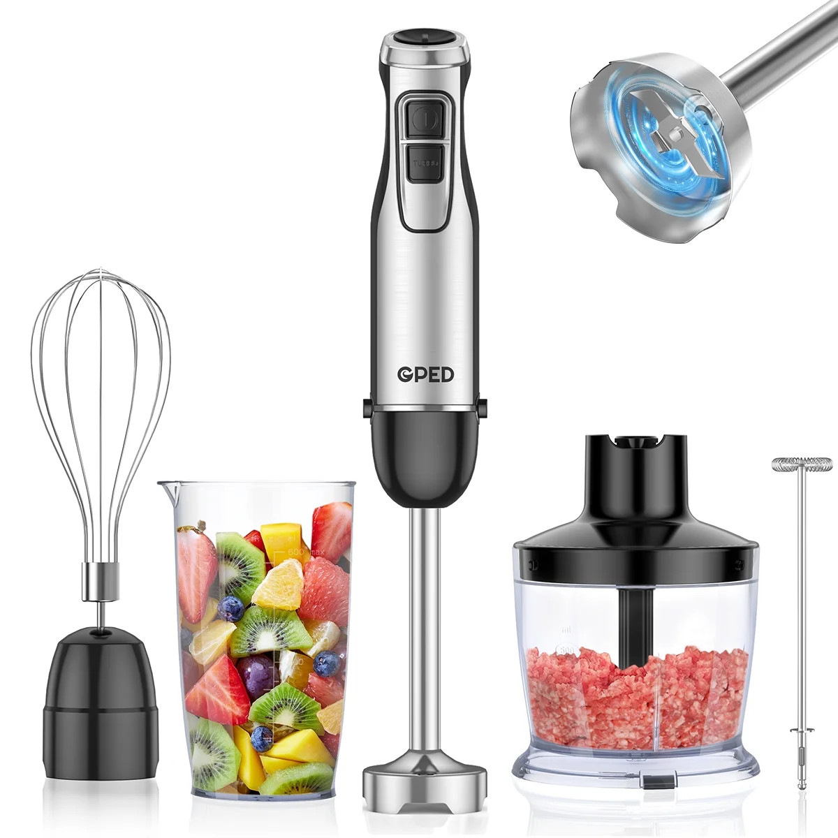 5-in-1 Immersion Hand Blender, 12 Speed Stick Blender for Smoothies, Infant Food, Sauces, Soups, ... | Walmart (US)