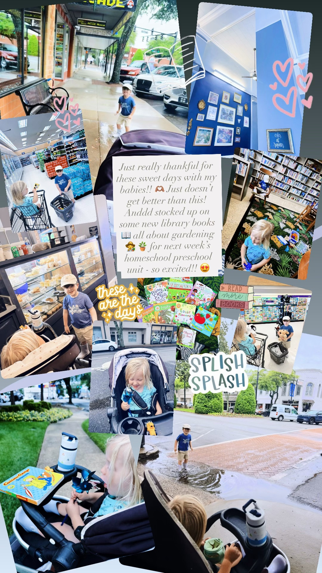 Just really thankful for these sweet days with my babies!! 🫶🏽 Just doesn’t get better than this! Anddd stocked up on some new library books 📖 all about gardening 👩‍🌾 🪴 for next week’s homeschool preschool unit - so excited!! 😍