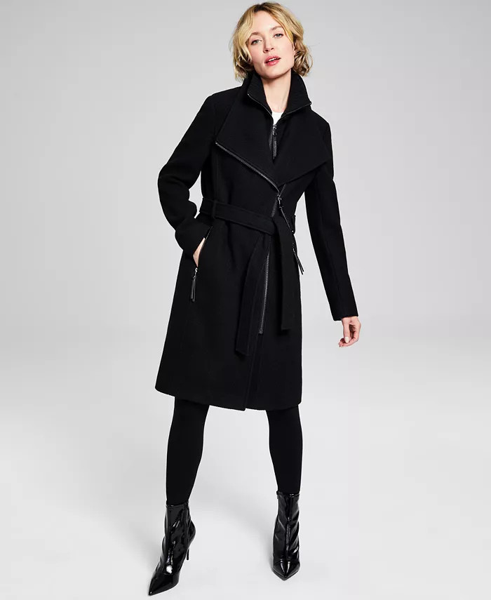 Women's Wool Blend Belted Wrap Coat, Created for Macy's | Macy's