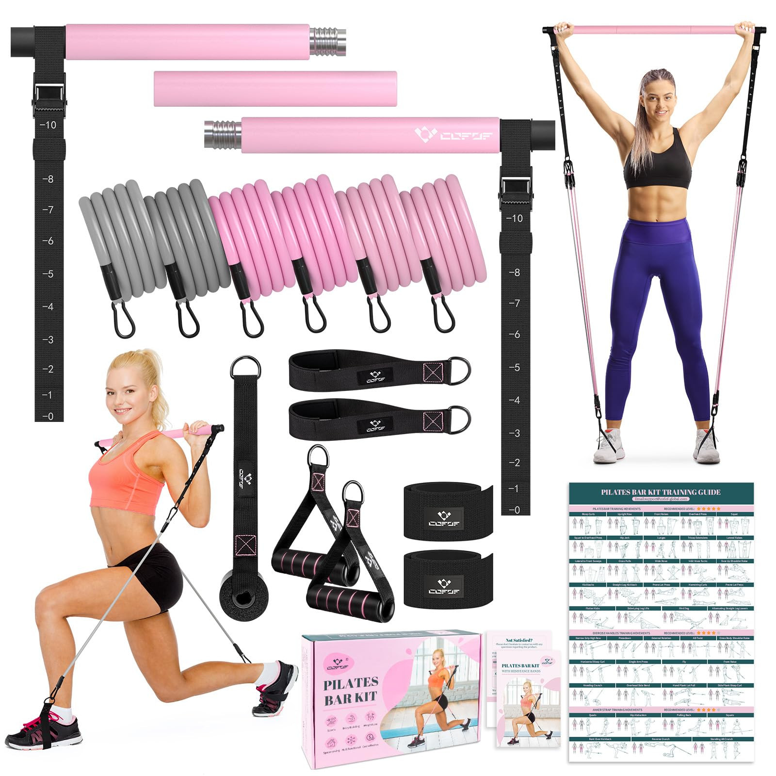 Pilates Bar Kit with Resistance Bands, Multifunctional Yoga Pilates Bar with Heavy-Duty Metal Adj... | Amazon (US)