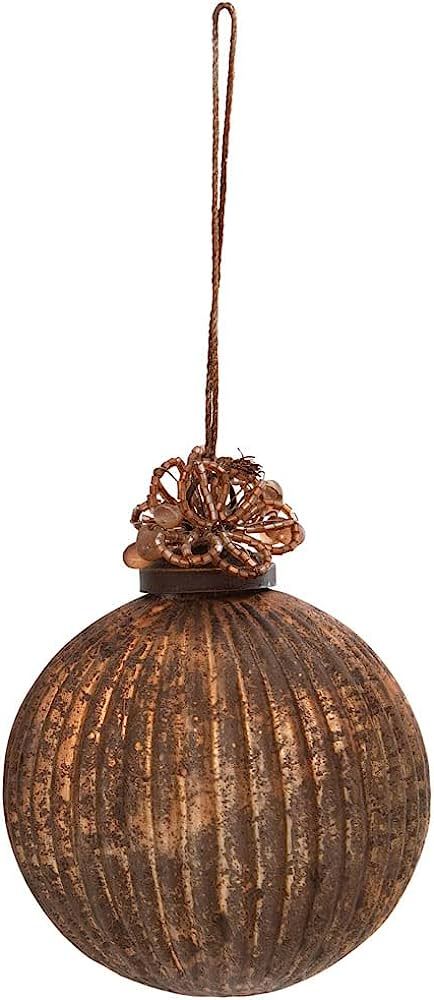 Creative Co-Op Embossed Glass Ball Ornament with Beads, Antique Copper Finish | Amazon (US)