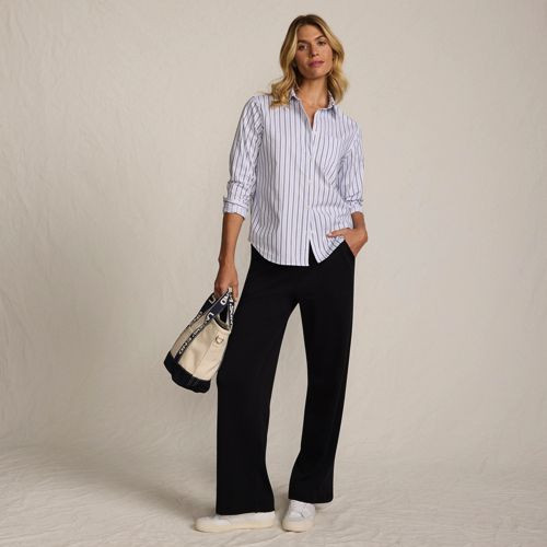Women's Sport Knit High Rise Pull On Relaxed Straight Leg Pants - Lands' End - Black - M | Lands' End (US)