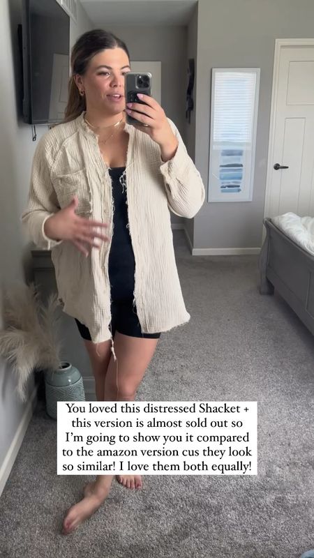 You love this distressed shacket that I’ve been wearing and the aerie version is almost sold out so I wanted to show you how similar the Amazon version was. The distressing is the same and it’s a light layering piece that I’m constantly grabbing as the weather gets more chilly. 

Fall outfit 


#LTKcurves #LTKmidsize #LTKunder50