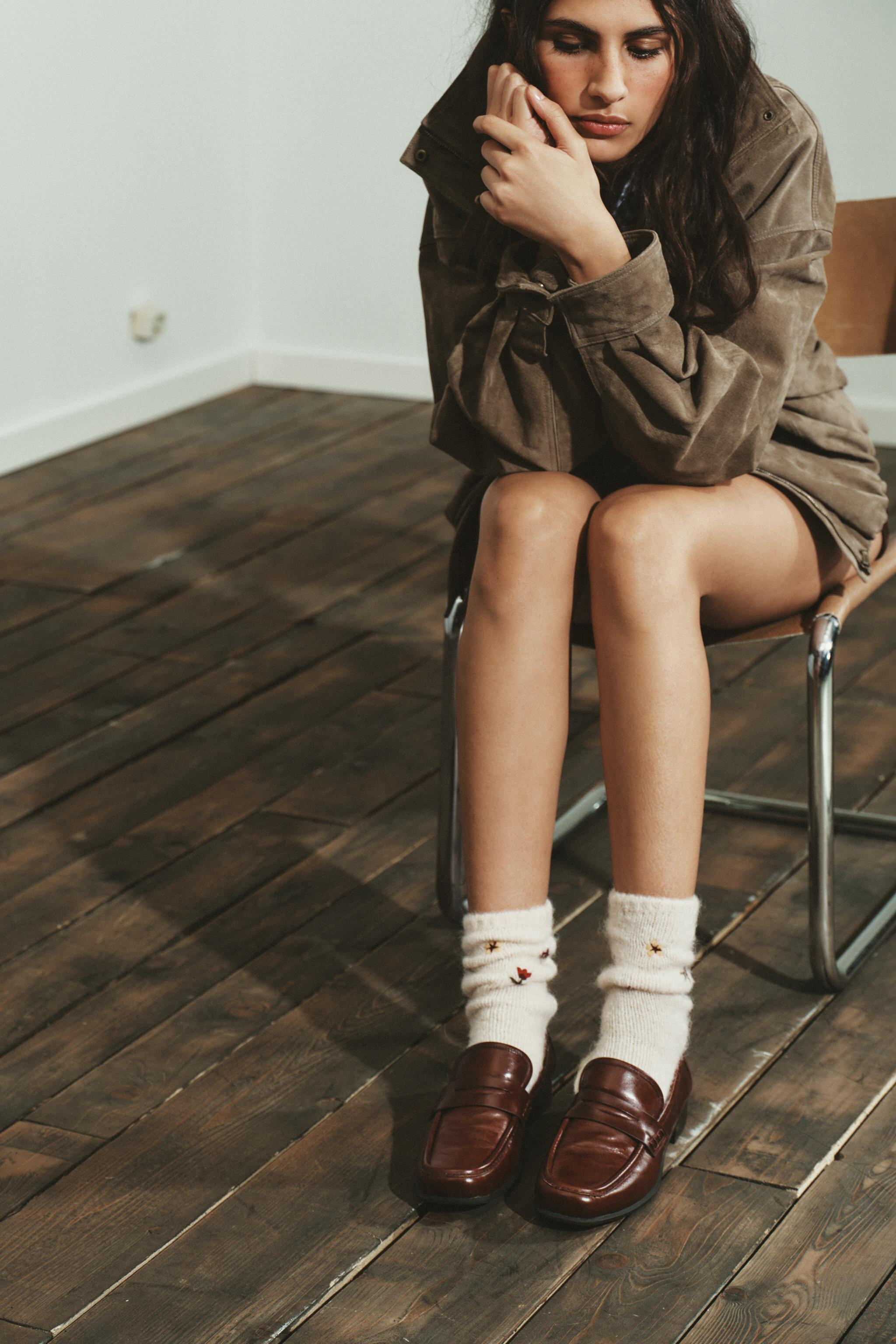 EMBROIDERED FLORAL SOCKS | Zara AU