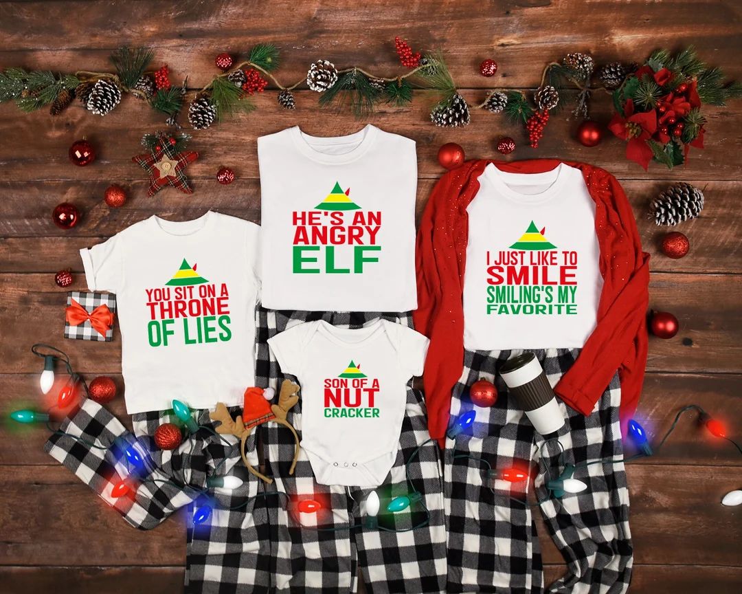 Family Matching Christmas Elf T-shirt Funny Christmas Holiday - Etsy | Etsy (US)
