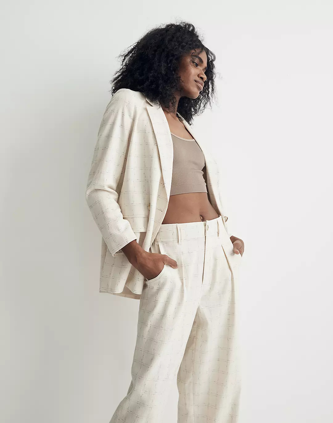 The Petite Caldwell Double-Breasted Blazer in Ghent Plaid | Madewell