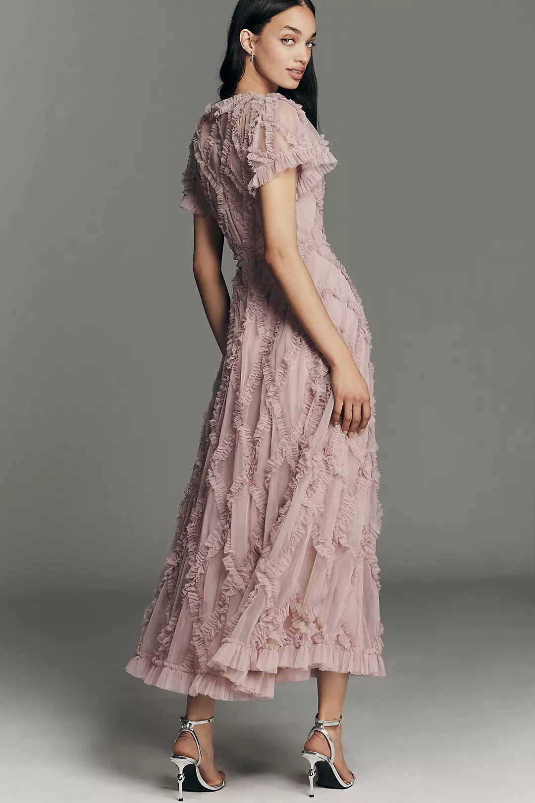 Mac Duggal Short-Sleeve Crosshatch Maxi Dress | Anthropologie (US)