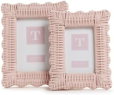 Two's Company Set of 2 Rattan Photo Frames, Includes 4x6 and 5x7 Inch Sizes, Artisan Crafted, Hom... | Amazon (US)