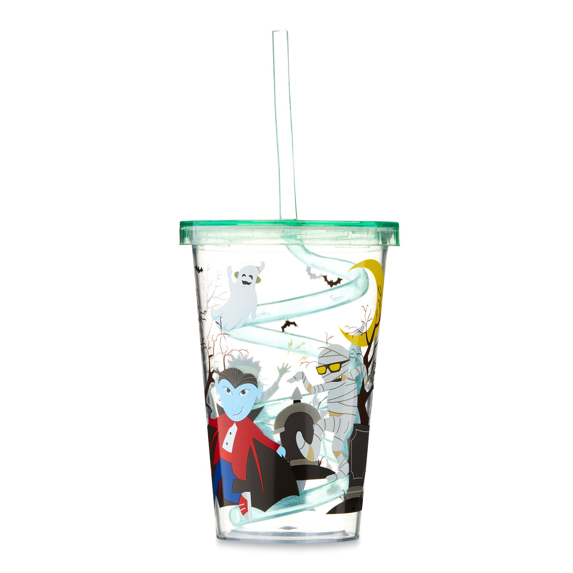 Halloween Plastic Tumbler with Curly Straw and Green Lid, Witch, Way to Celebrate | Walmart (US)