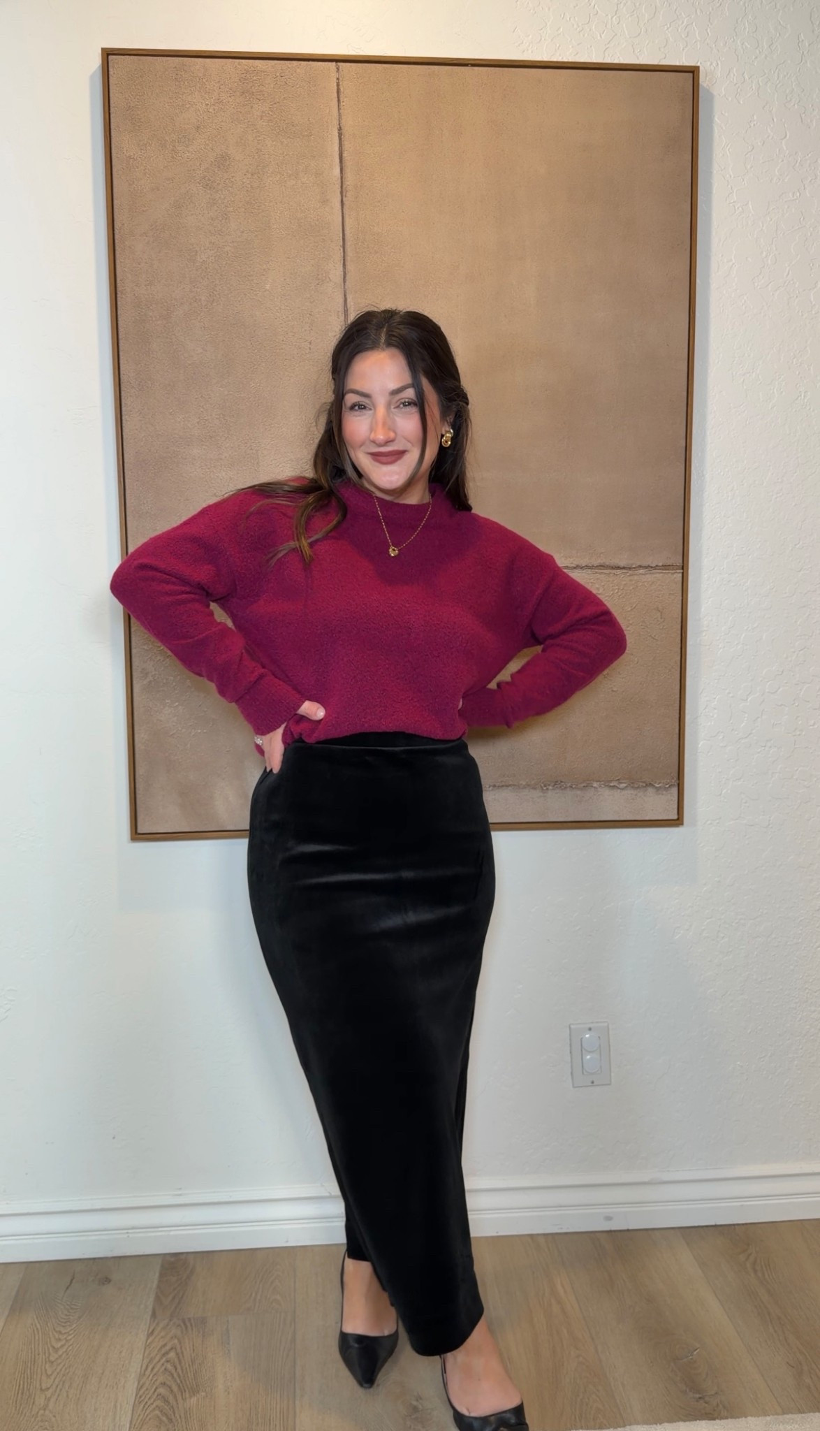 The most GORGEOUS velvet midi skirt!!! Paired with the berry boucle sweater is the perfect holiday look!
I wear a small in the skirt and xs in the sweater! Both on sale🎉

#LTKHoliday #LTKFindsUnder100 #LTKSaleAlert