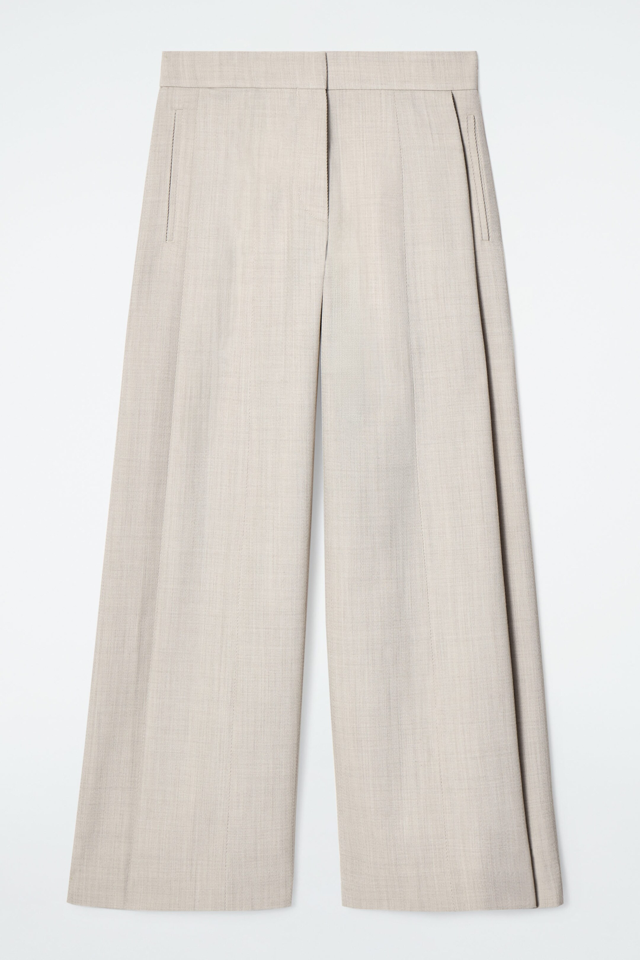 RELAXED WOOL-BLEND WIDE-LEG TROUSERS - LIGHT BEIGE | COS (EU)