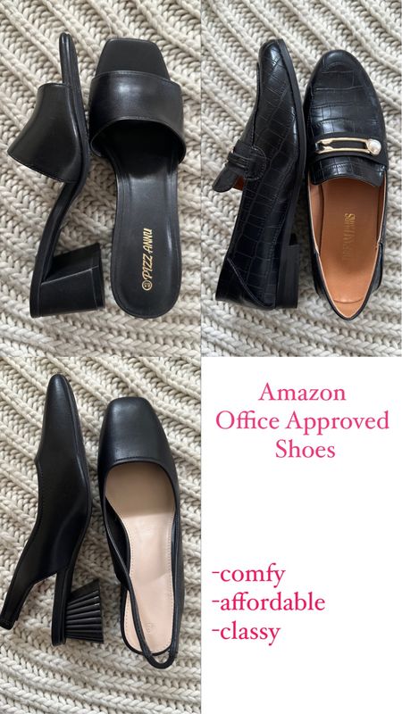 Amazon workwear shoes 
Loafer, square toe heel, black sandal
Wearing my usual 6.5 
Office looks 


#LTKfindsunder50 #LTKshoecrush #LTKworkwear