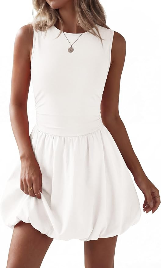 KIRUNDO Summer Bubble Dress for Women 2026 Casual Mini Spring Bodycon Cocktail Dresses Sleeveless... | Amazon (US)
