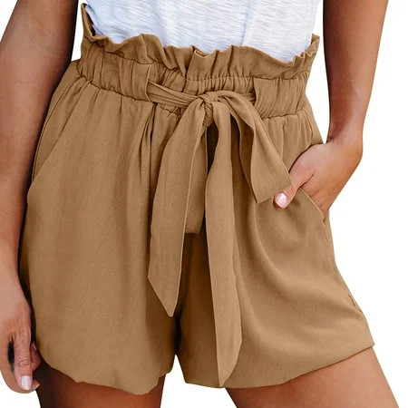 Gloriia Shorts for Women Dressy Summer High Waisted Loose Fit Beach Shorts Pockets and Drawstring Li | Walmart (US)