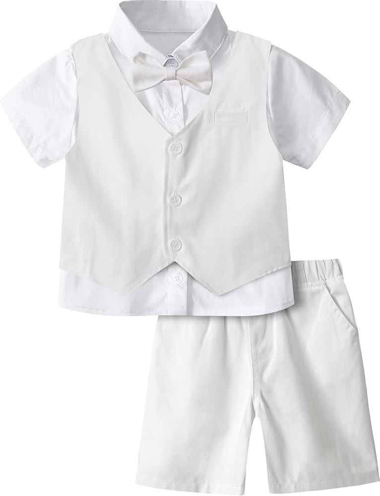 A&J DESIGN 4pcs Baby & Toddler Suit, 12 Months - 6 Years, Shirt & Shorts & Vest & Bow Tie | Amazon (US)