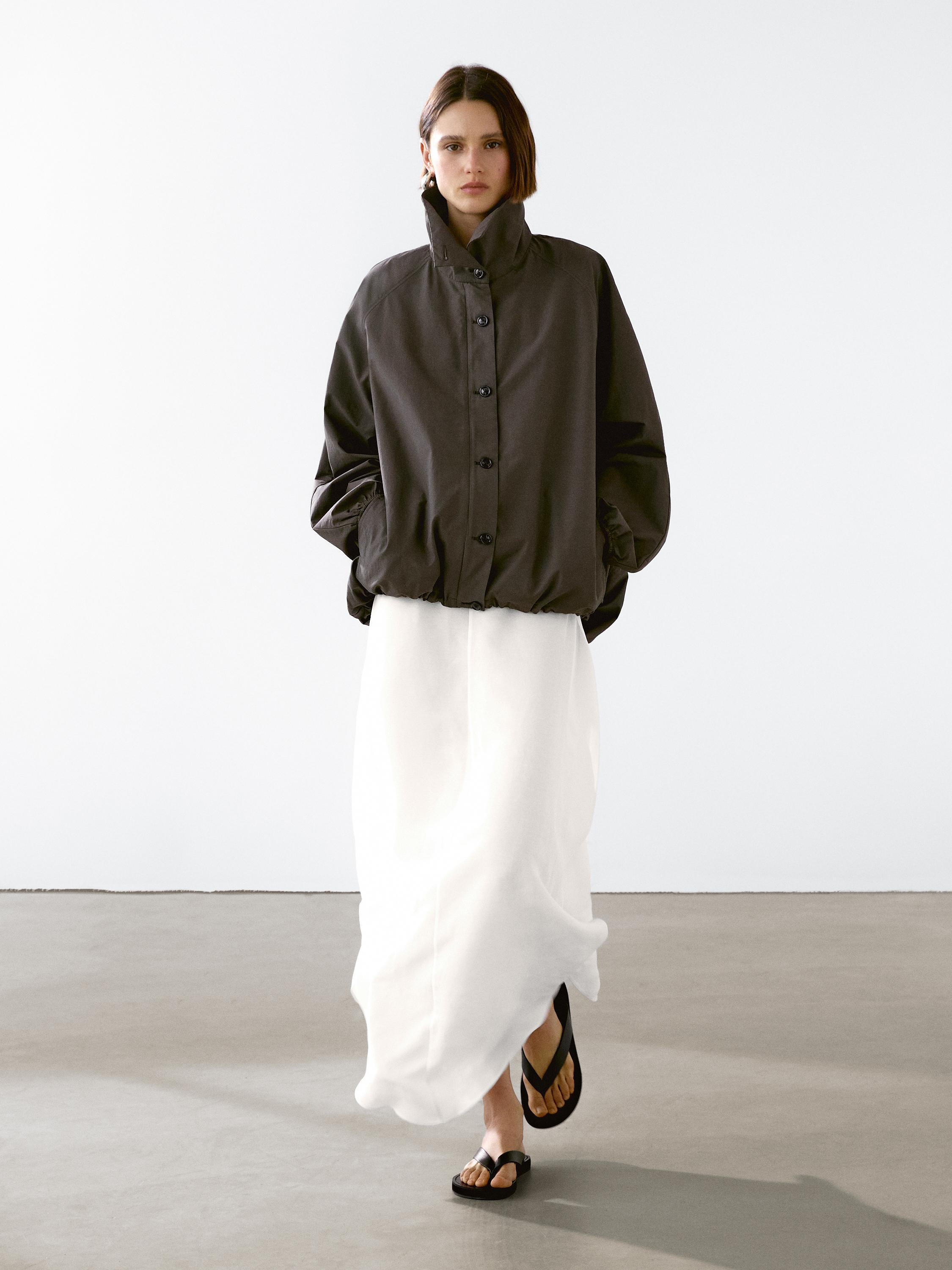 Cotton blend parka with puff detail | Massimo Dutti UK