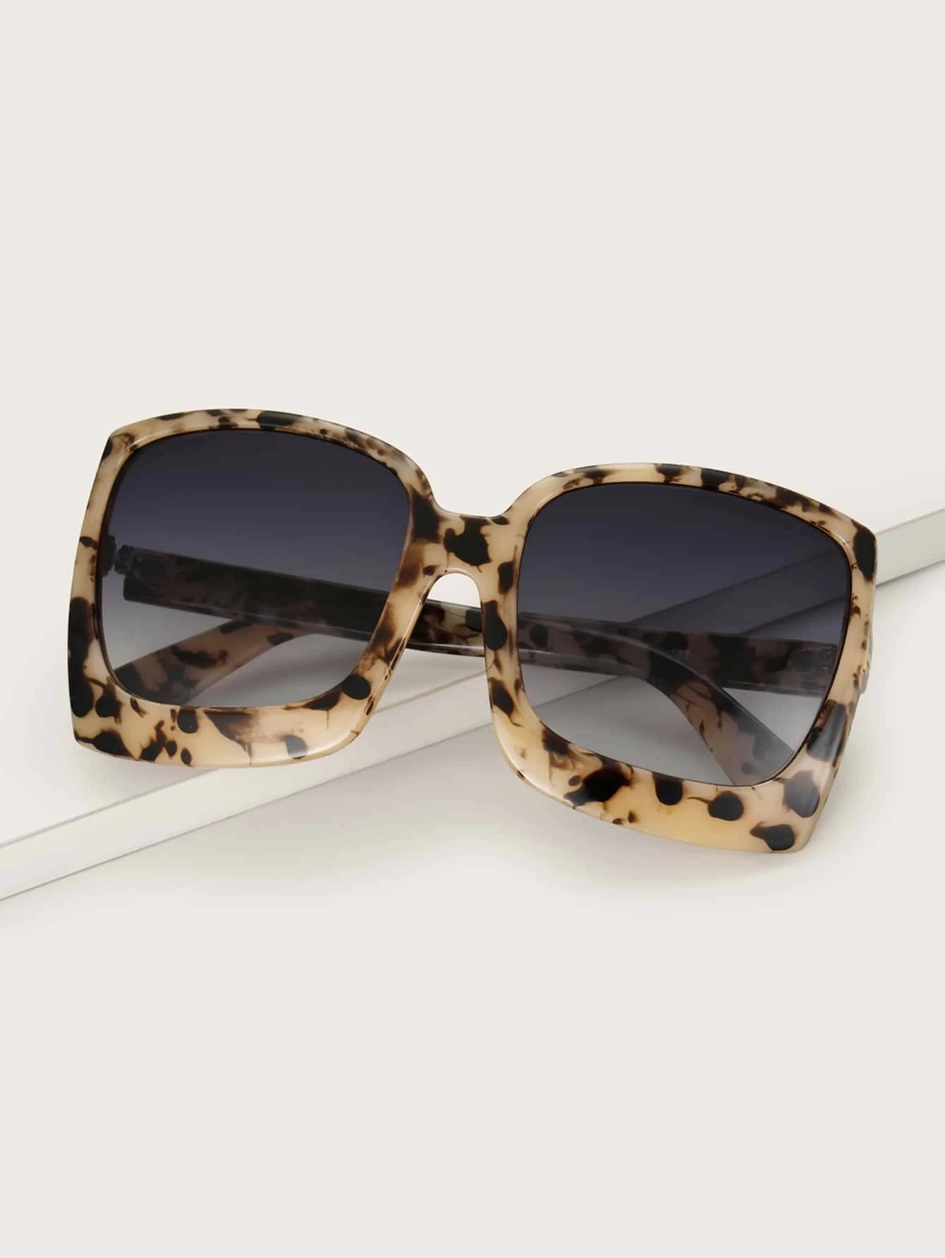 Leopard Pattern Frame Sunglasses With Case | SHEIN