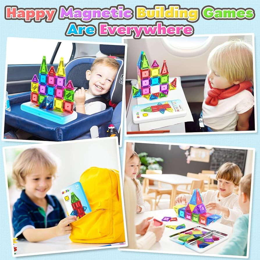 Magnetic Tiles Mini Travel Toddler Set, Magnetic Blocks Building Kids Toys & Games, Montessori Pr... | Amazon (US)
