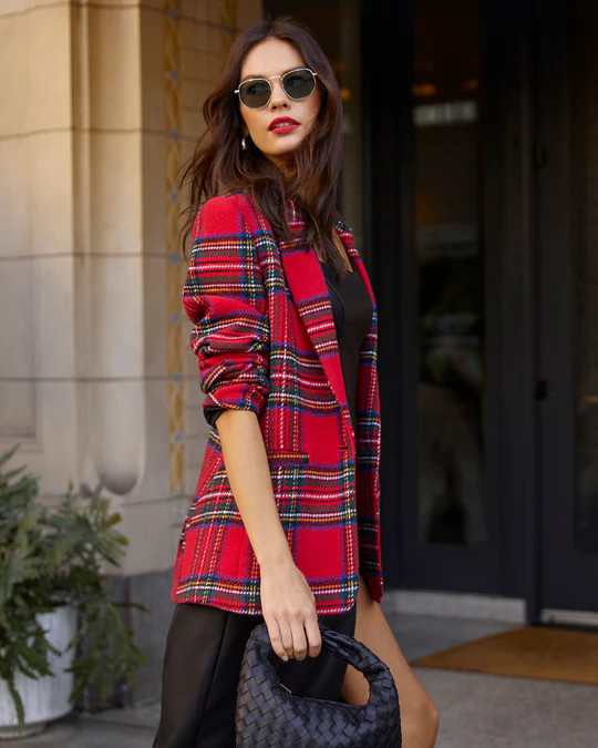 Eve Pocketed Plaid Blazer | VICI