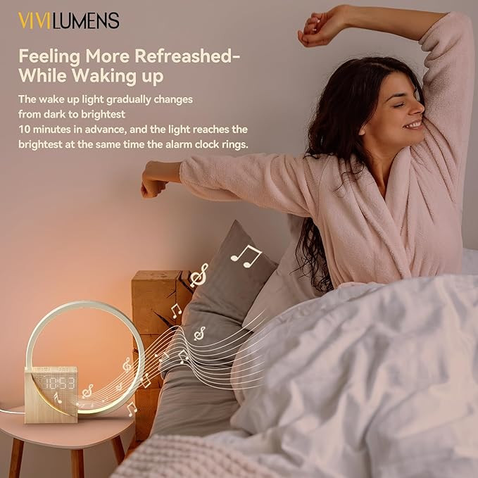 Vivilumens Sunrise Alarm Clock for Heavy Sleepers Adults, Wake-up Light, Sleep Aid 10 White Noise... | Amazon (US)