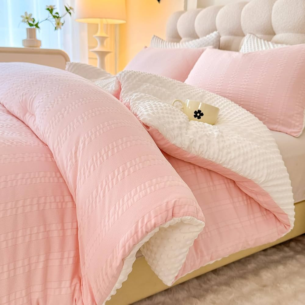 Boho Comforter Set King Size Striped Pleats Bohemian Seersucker Bedding Set All Season Soft Cozy ... | Amazon (US)