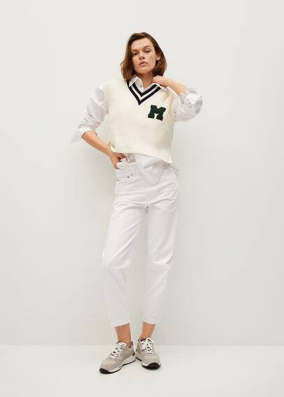 High-waist balloon jeans white - Woman - 10 - MANGO | MANGO (UK)