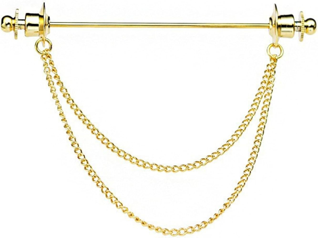 Chain Lapel Pin Collar Bar Tassel Brooch Classic Ball Head Brass Shirt Collar Bar Tie Pins for Me... | Amazon (US)
