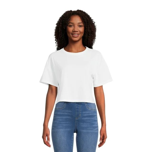 Joyspun Women's Short Sleeve Sleep Crop Tee, Sizes XS to 3X | Walmart (US)