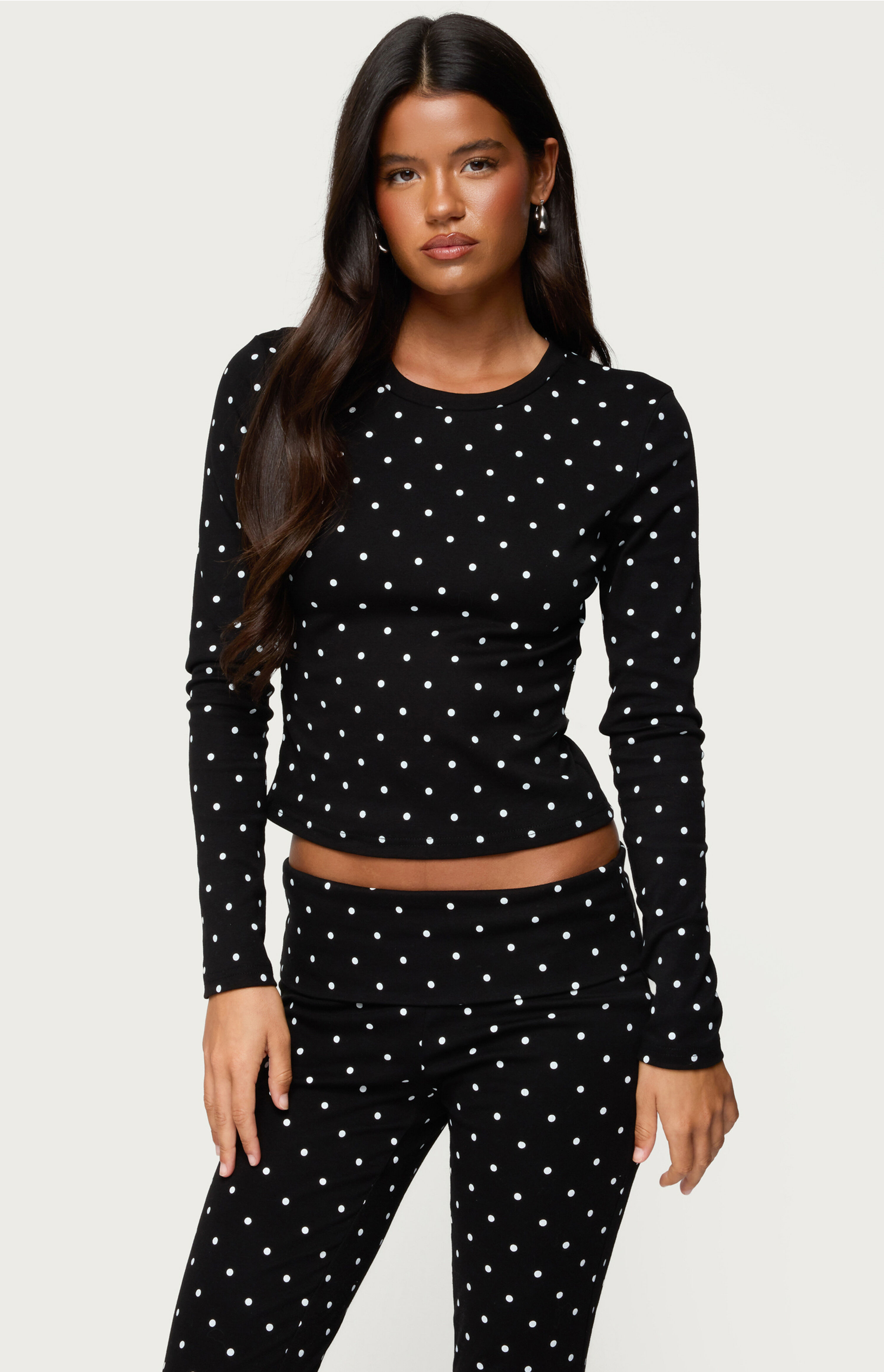 Edikted Daliya Polka Dot Long Sleeve Top | PacSun