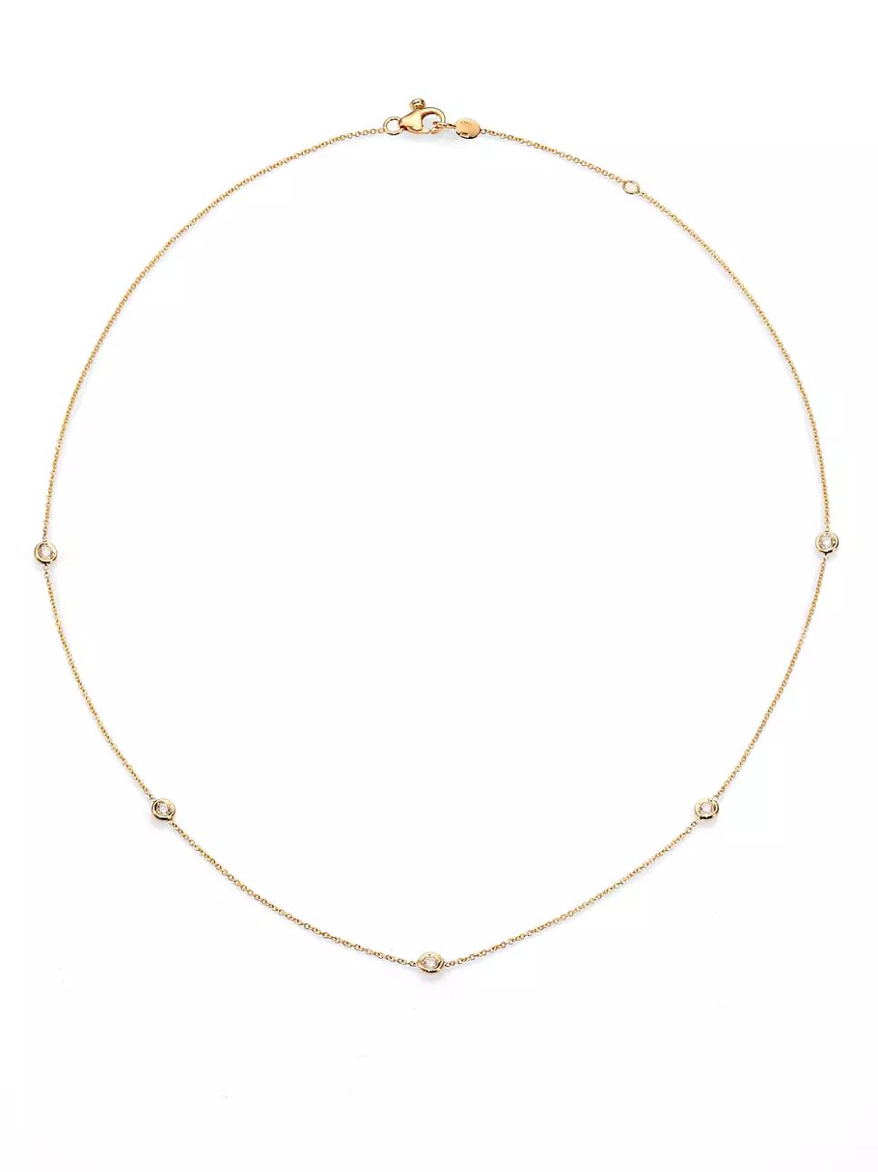 Diamond By The Inch 18K Yellow Gold & Diamond 5-Station Necklace/18" | Saks Fifth Avenue (UK)