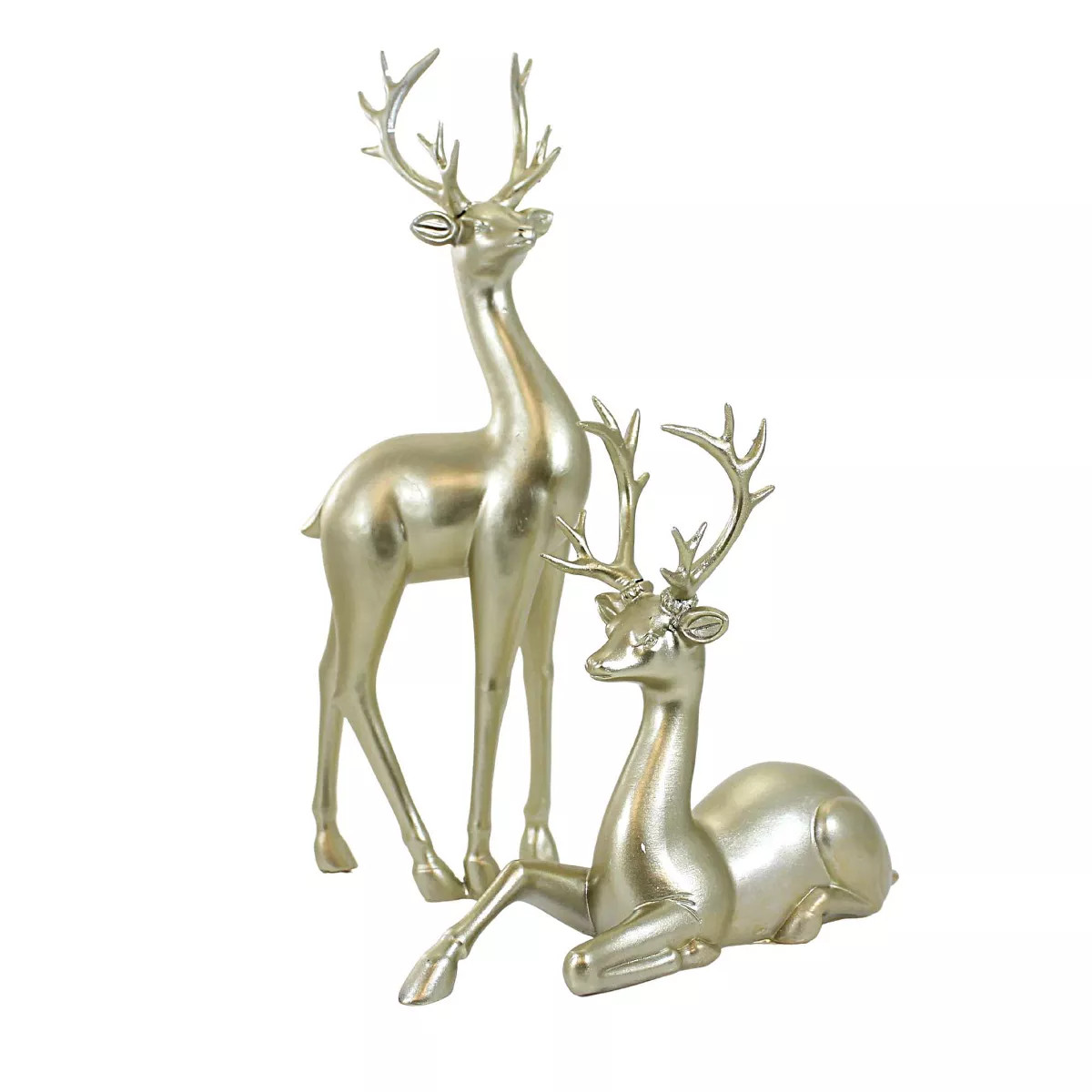 12.0 Inch Gold Sitting/Standing Reindeer Figurine Christmas Retro Deer Figurines | Target