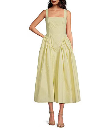 ASTR the Label Vinya Square Neck Sleeveless Drop Waist Midi Dress - M | Dillard's