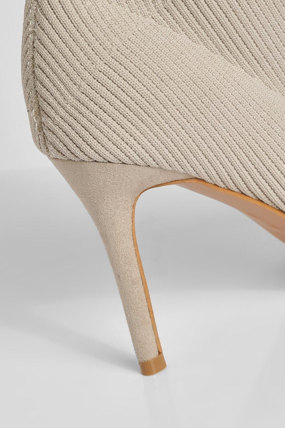 Wide Width Knitted Stiletto Sock Boot | Boohoo.com (US & CA)