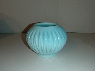 Rare Vintage Fostoria Authentic Milk Glass Small Fluted Blue Vase w/ Paper Label | eBay US
