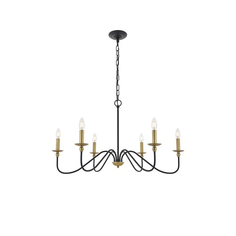 Rohan 6 light Matte Black and Brass Pendant | Walmart (US)