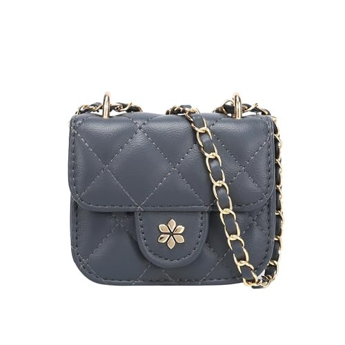 Daisy Rose Quilted Mini Cross Body Bag - PU Vegan leather - Grey | Amazon (US)