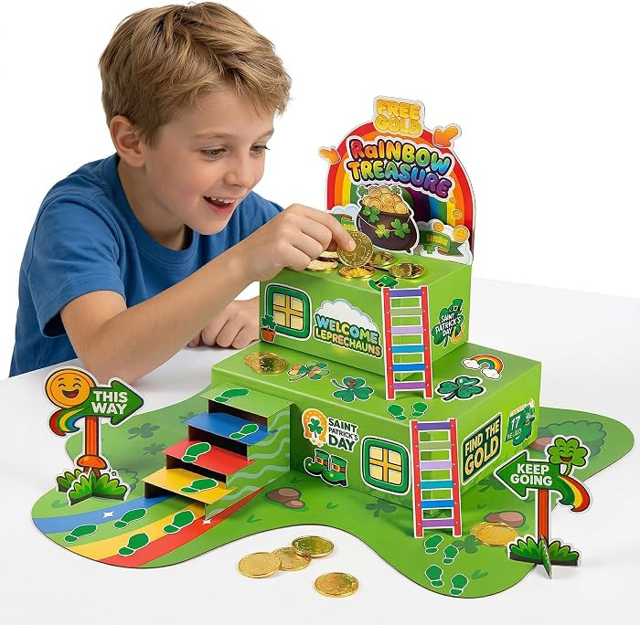 LEKSON St. Patrick’s Day Leprechaun Trap Craft Kit for Kids, Rainbow Treasure DIY Decoration Sc... | Amazon (US)