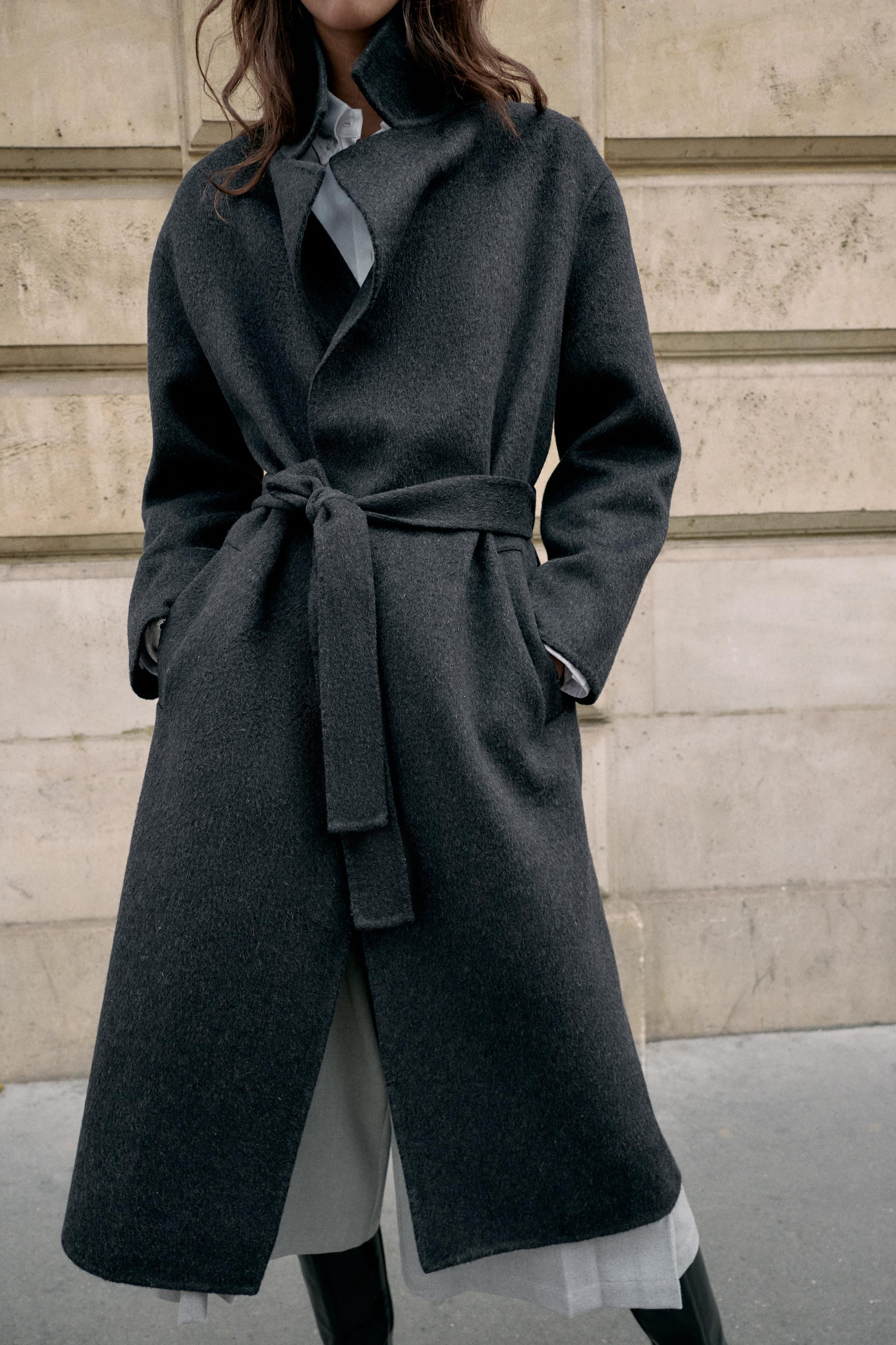 LONG WOOL COAT WITH BELT | Zara US