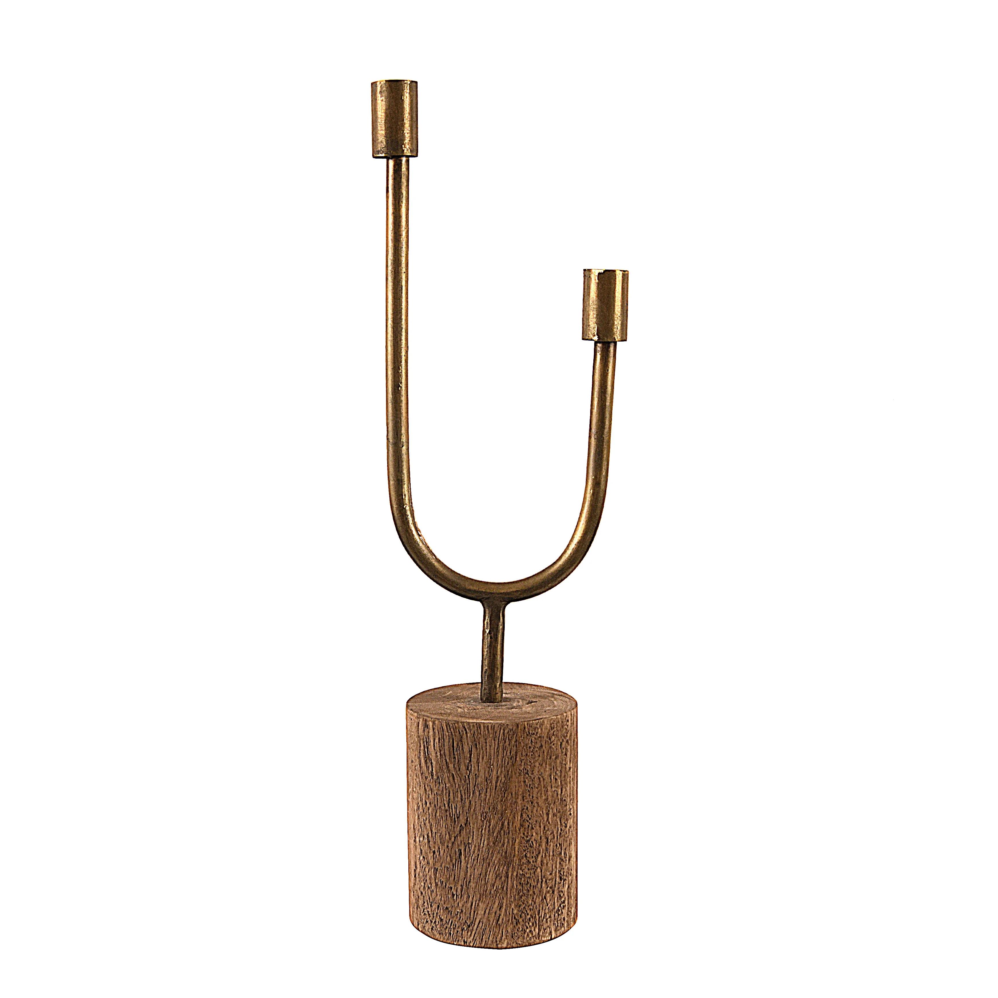 Creative Co-Op Asymmetrical Wood and Metal Candle Holder | Walmart (US)