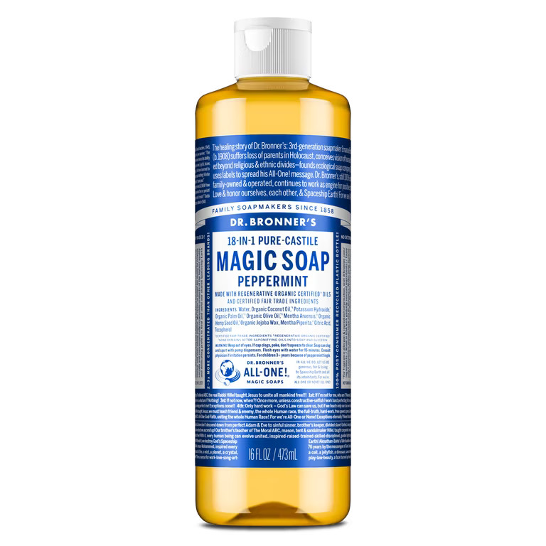 Dr.Bronner's Magic Soap, Peppermint, Pure-Castile Body Wash Liquid Soap, 16 fl oz | Walmart (US)