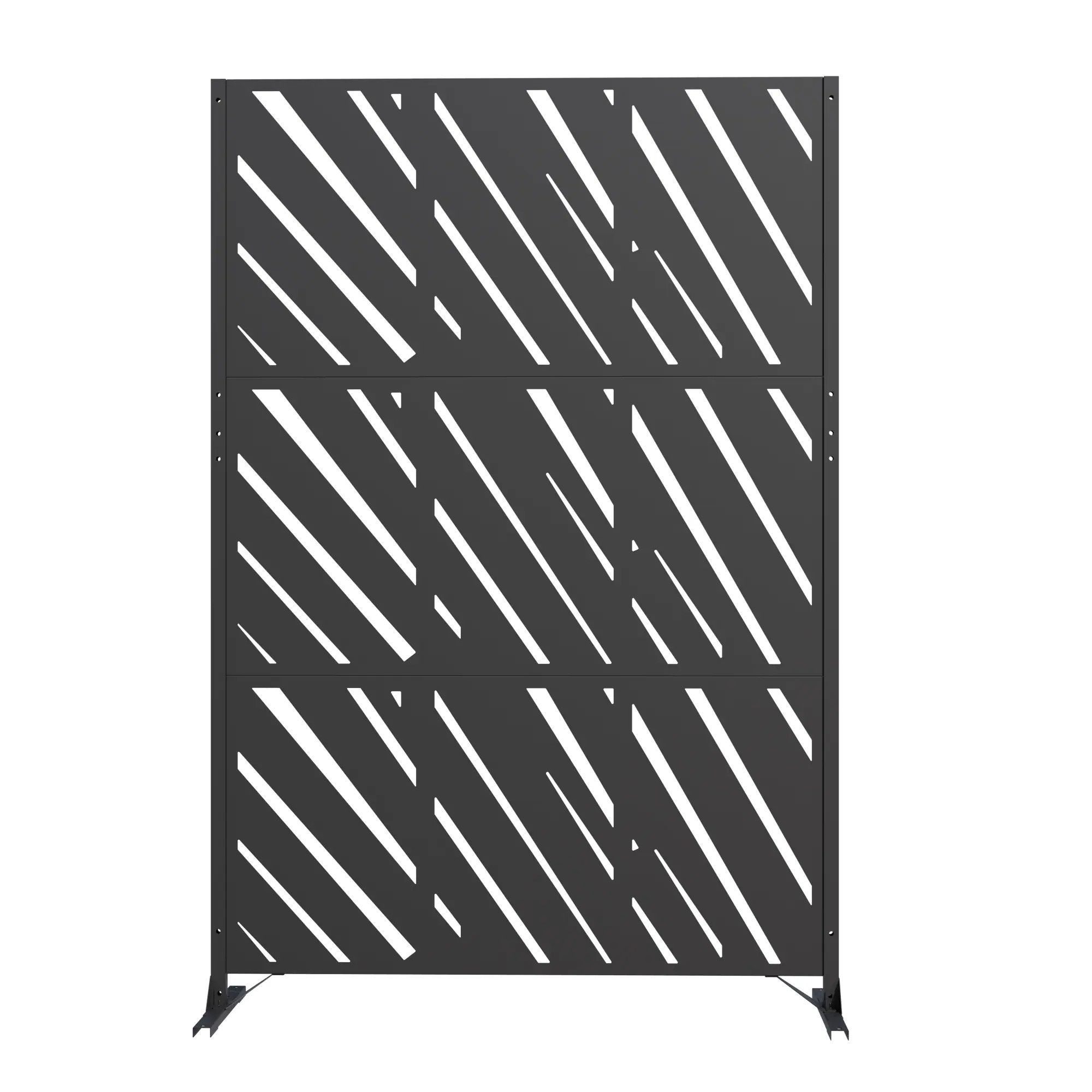 Modern Shade Freestanding Privacy screen 49.61-in W x 74.02-in H Angled Shadow Lines in Black Steel Outdoor Privacy Screen one_size | IG30104-5 | Lowe's
