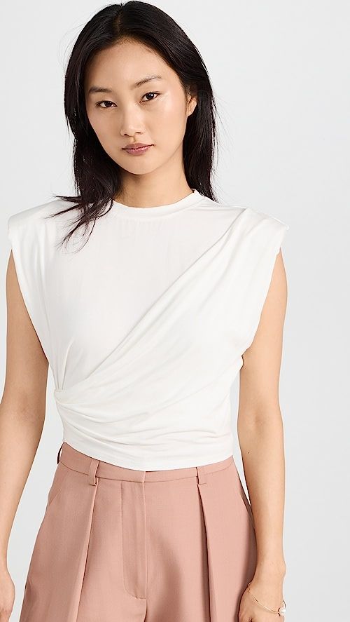 Estelle Clean Stretch Jersey Wrap Front Crop T Shirt | Shopbop