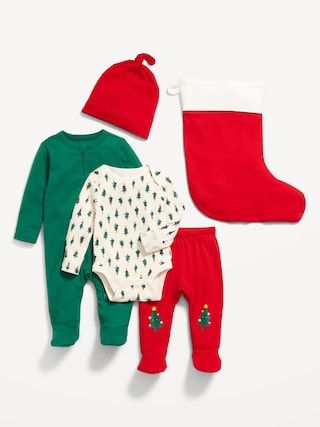 Unisex Soft-Knit 5-Piece Holiday Layette Set for Baby | Old Navy (US)