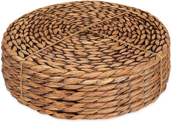 CENBOSS Woven Placemats (11.8" Set of 8, Brown Wash) Round Placemat, Wicker Place mats, Rattan Pl... | Amazon (US)