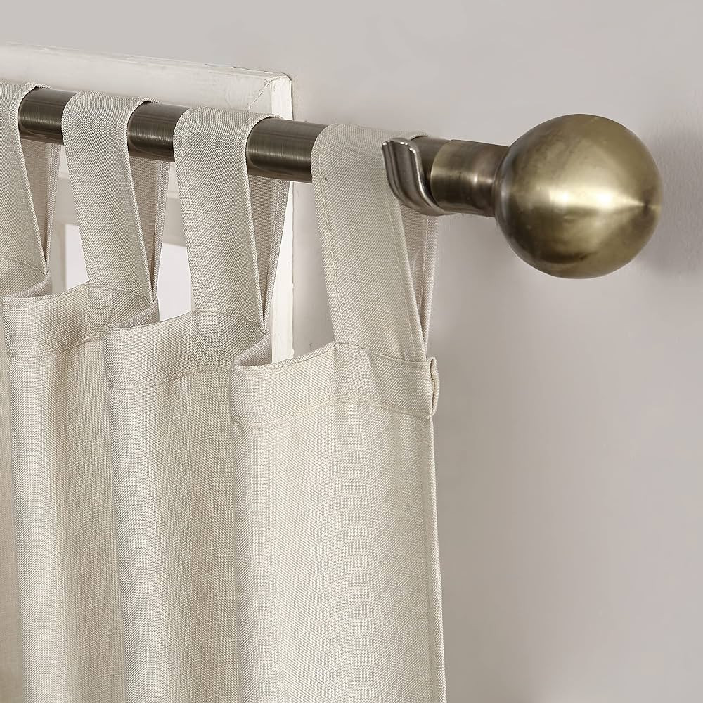 No. 918 Trevor Heathered Texture Semi-Sheer Tab Top Curtain Panel Pair, 40" x 95", Ecru | Amazon (US)