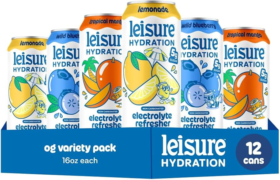 Leisure Hydration Non-Carbonated Electrolyte Refresher, Variety Pack - Low Sugar Nutrient Enhance... | Amazon (US)