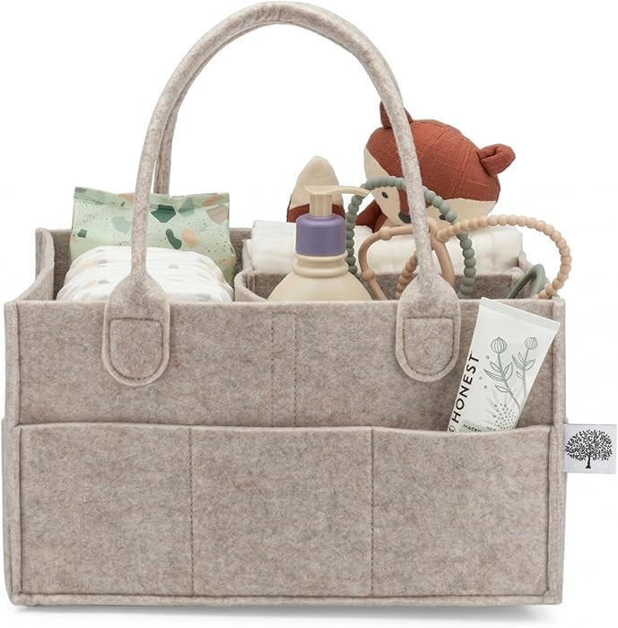Parker Baby Diaper Caddy - Nursery Storage Bin and Car Organizer for Diapers and Baby Wipes - Oat... | Amazon (US)